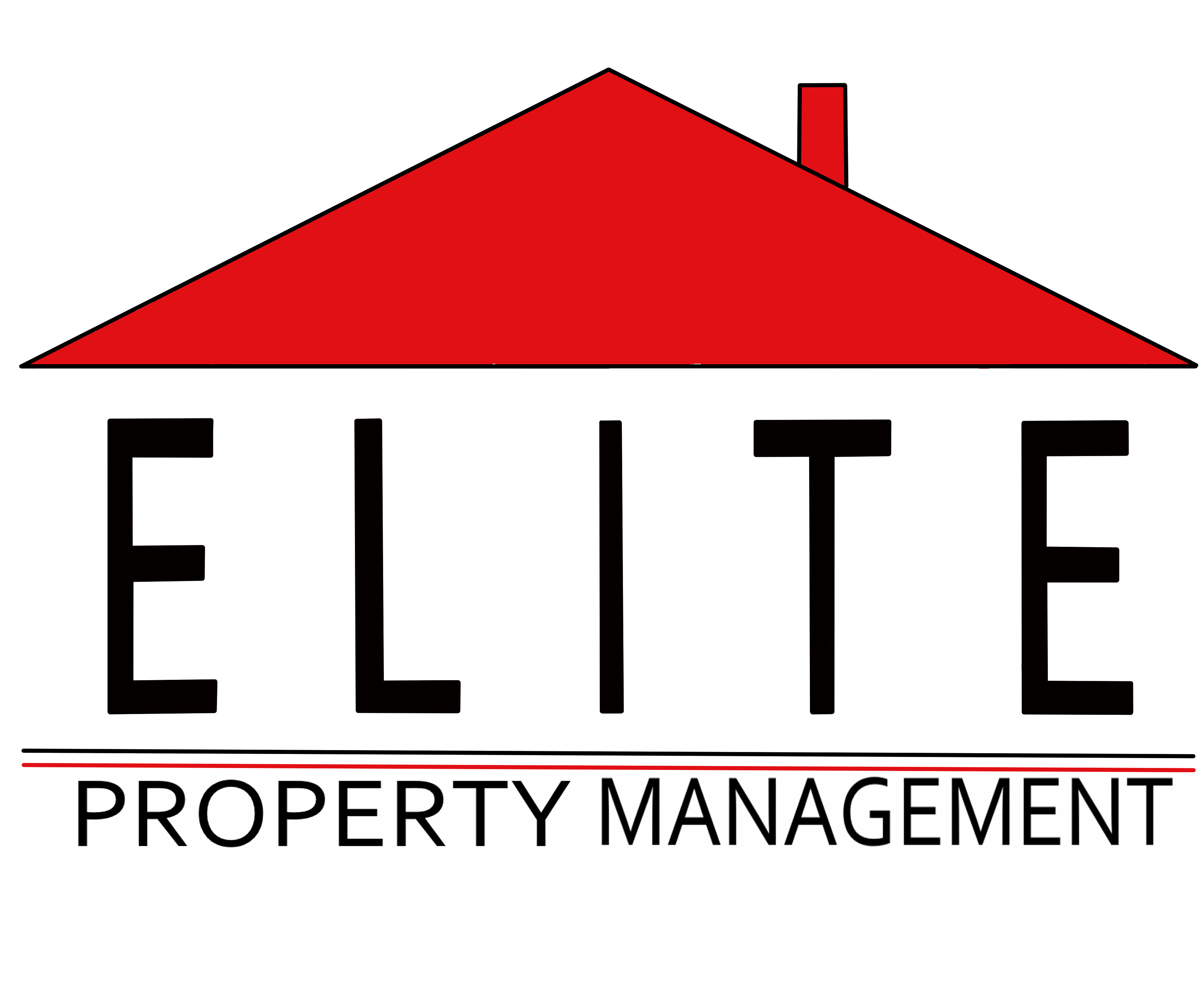 Logo of Elite Property Management with a red roof icon.